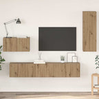 Mobile TV da Parete 4 pcs Rovere artigianale Legno multistrato