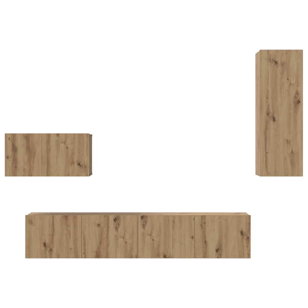 Mobile TV da Parete 4 pcs Rovere artigianale Legno multistrato