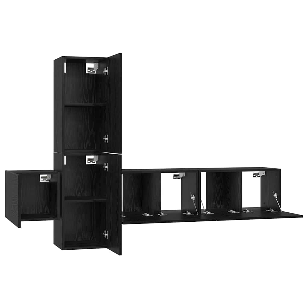 Set mobile TV 5 pcs Rovere Nero Legno multistrato