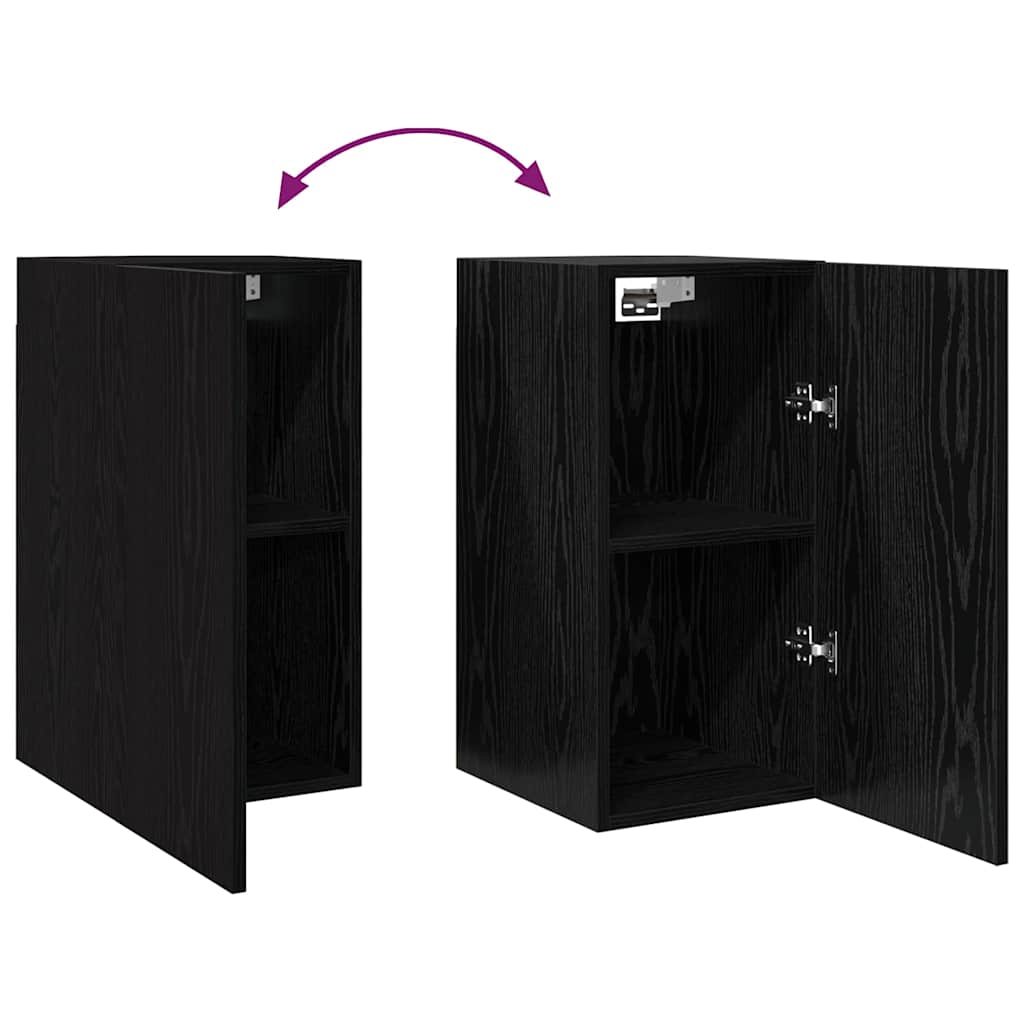 Set mobile TV Montaggio a parete Rovere Nero Legno multistrato