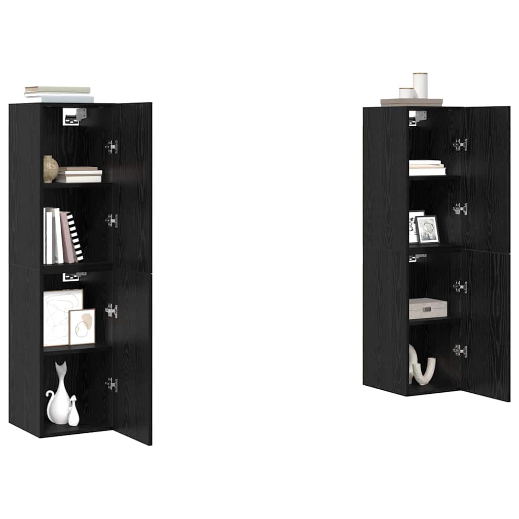 Set mobile TV Montaggio a parete Rovere Nero Legno multistrato