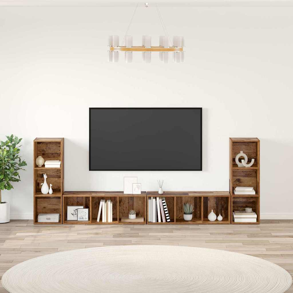 Set mobile TV 4 pcs Legno vecchio 37 x 35 x 107 cm