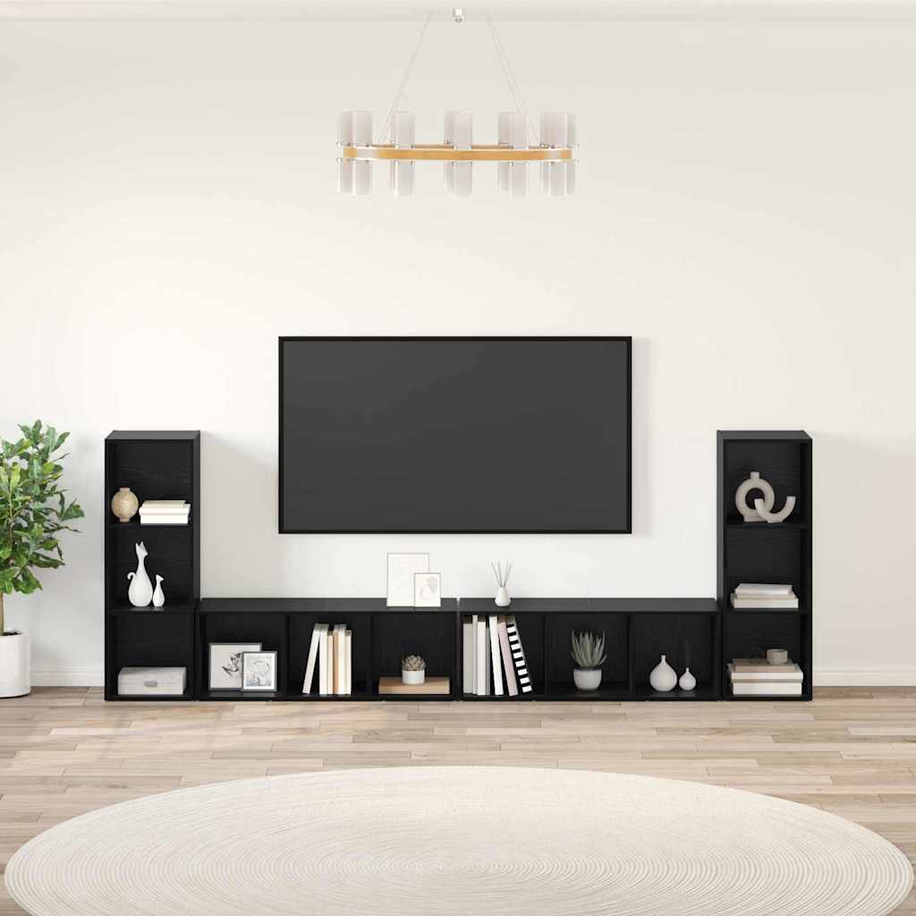 Set mobile TV 4 pcs Rovere Nero 37 x 35 x 107 cm