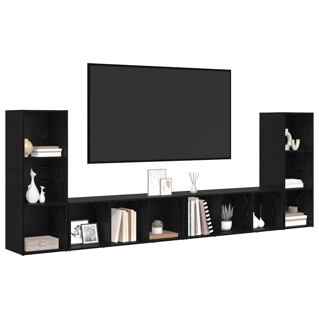 Set mobile TV 4 pcs Rovere Nero 37 x 35 x 107 cm