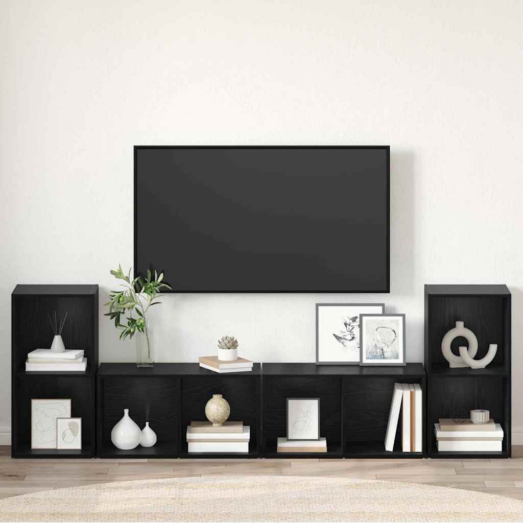 Set mobile TV 4 pcs Rovere Nero 37 x 37 x 72 cm