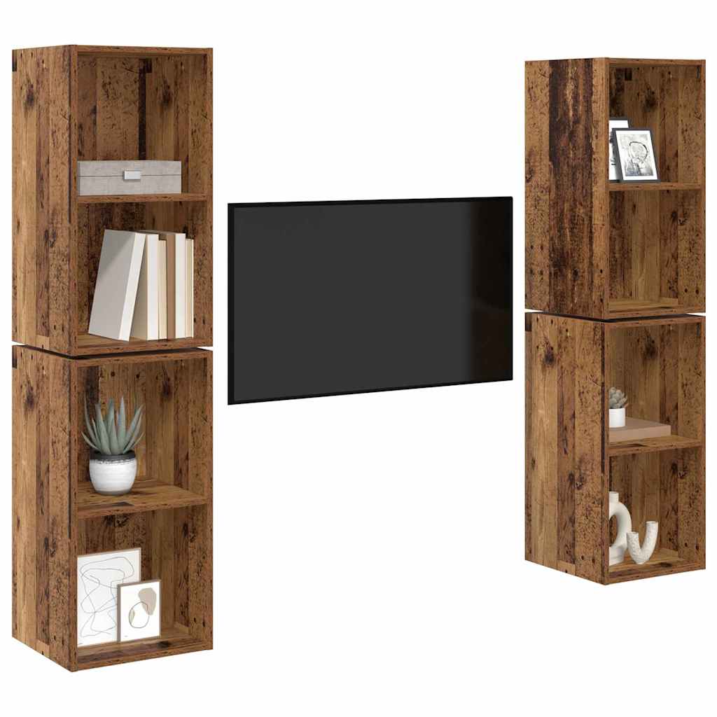 Set mobile TV 4 pcs Legno vecchio 37 x 37 x 72 cm