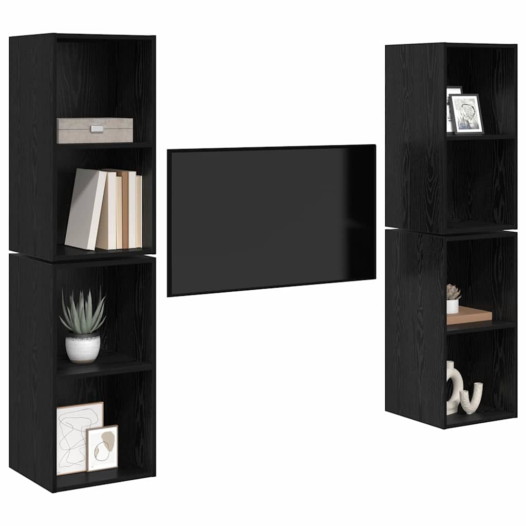 Set mobile TV 4 pcs Rovere Nero 37 x 37 x 72 cm
