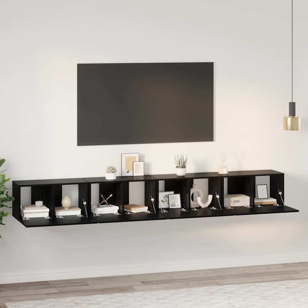 Set mobile TV 4 pcs Rovere Nero 60 x 30 x 30 cm