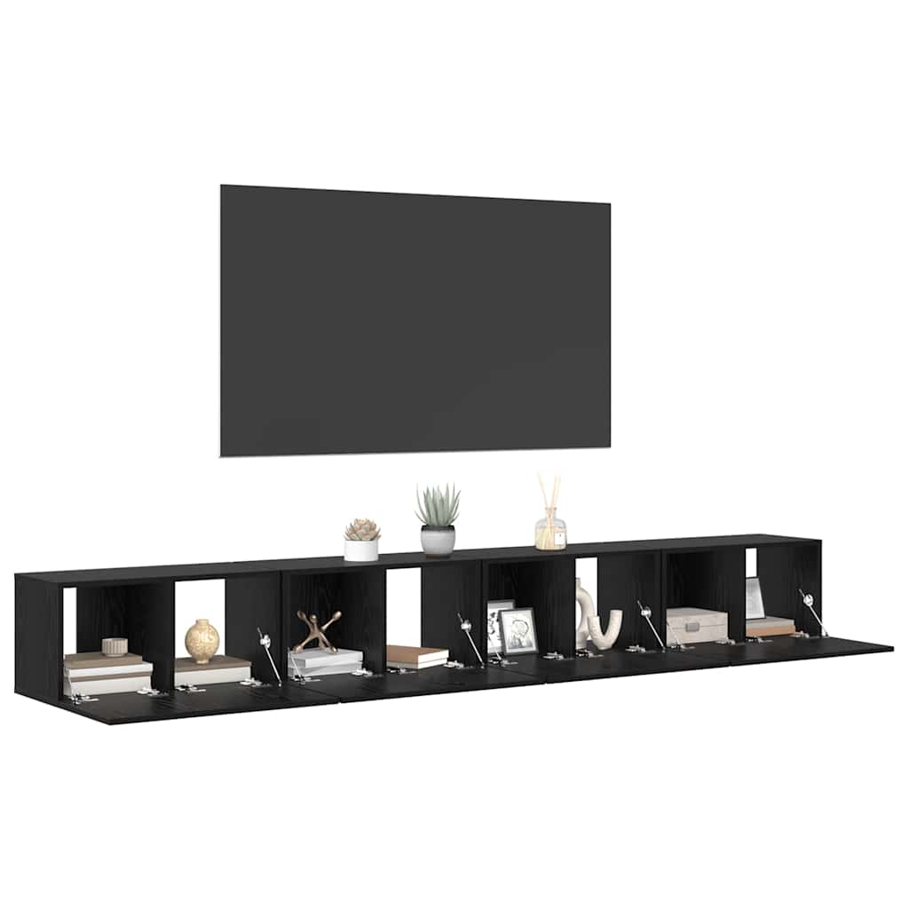 Set mobile TV 4 pcs Rovere Nero 60 x 30 x 30 cm