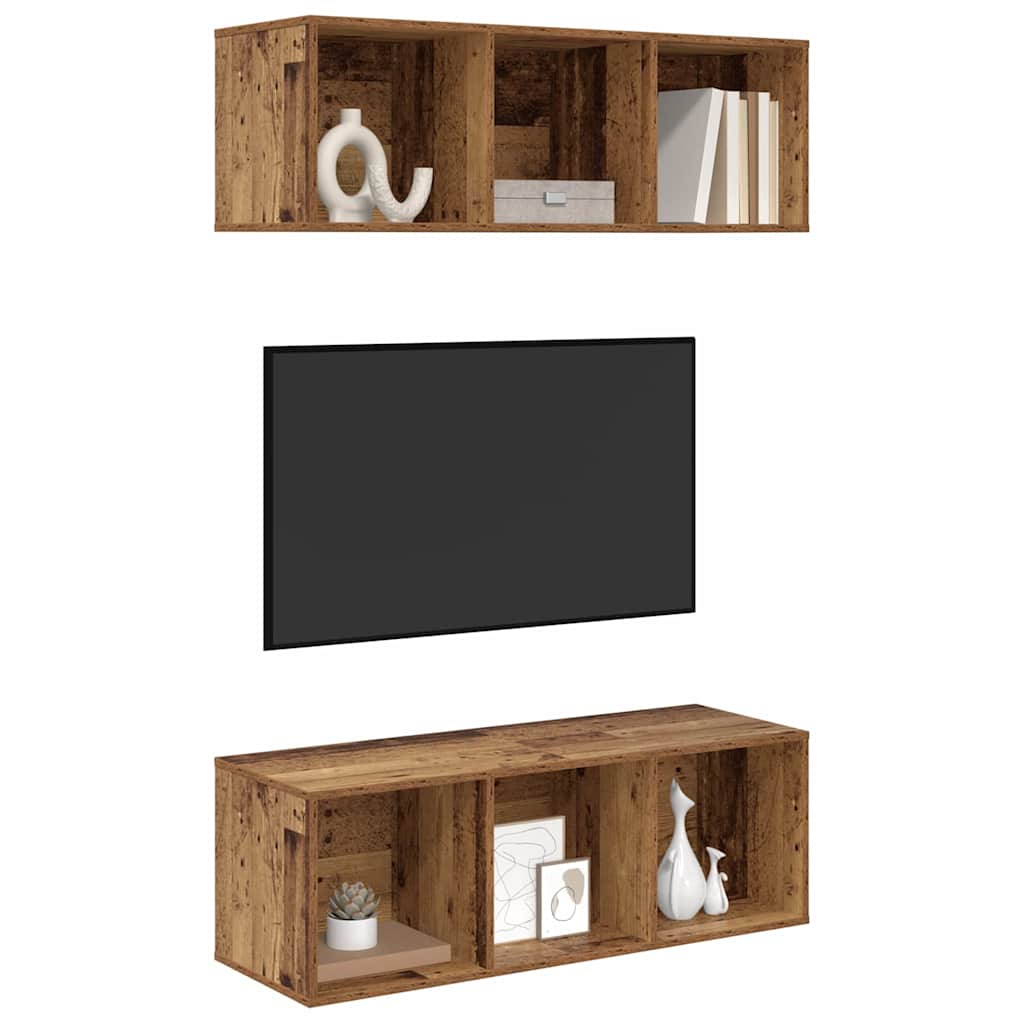 Set mobile TV 2 pcs Legno vecchio 37 x 37 x 107 cm