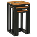 Tavolo Nesting 3 pcs Marrone Legno di teak solido