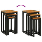 Tavolo Nesting 3 pcs Marrone Legno di teak solido