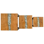 Tavolo Nesting 3 pcs Marrone Legno di teak solido