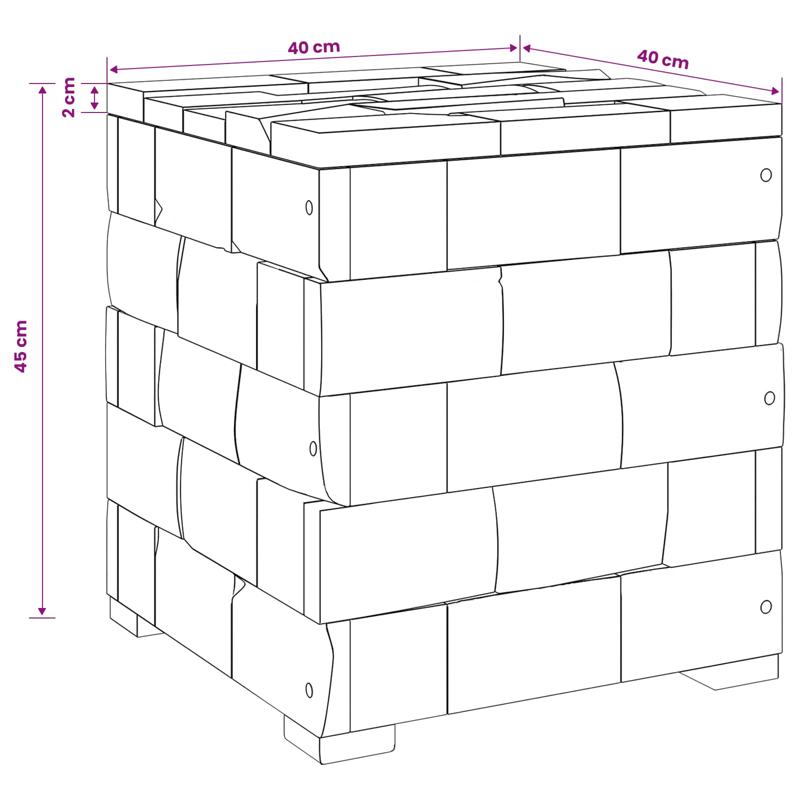 Sgabello per Riporre con archiviazione Marrone 40 x 40 x 45 cm
