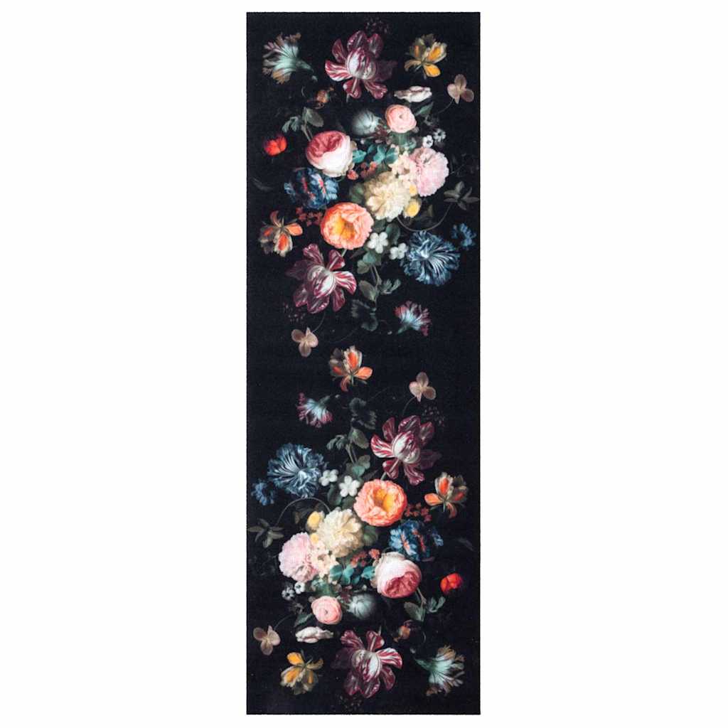 Tappeto da Cucina Nero 180 x 60 cm Velluto
