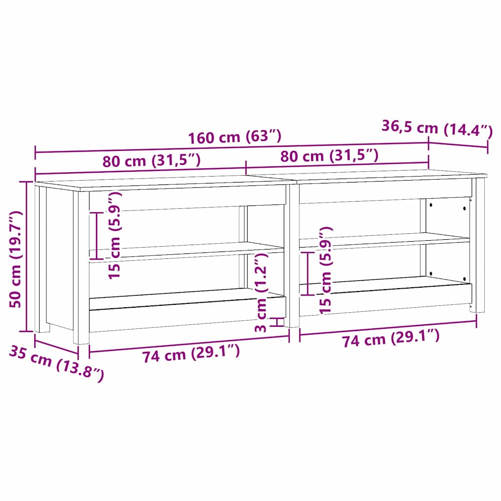 Panca per scarpe Marrone cerato 160 x 36,5 x 50 cm