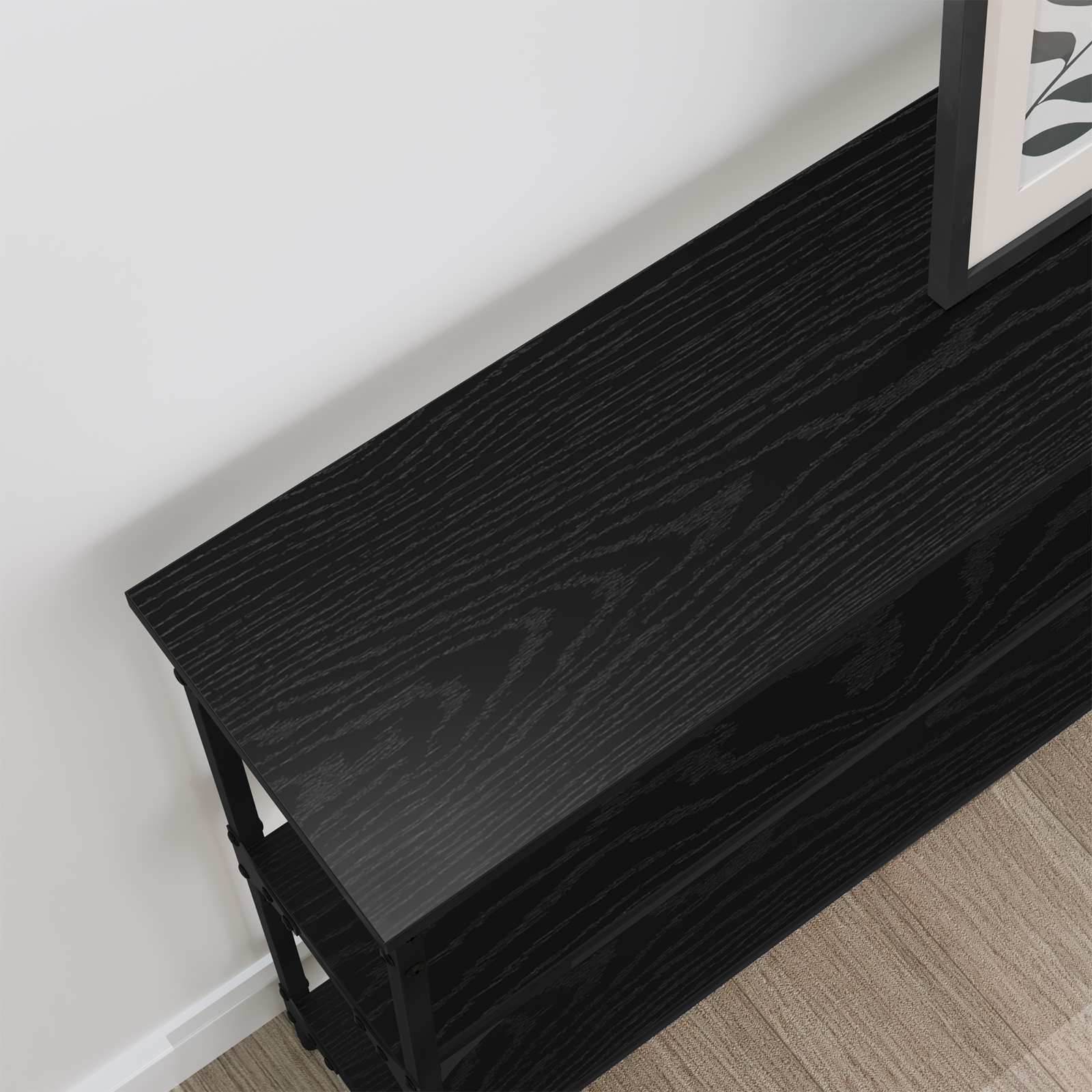 Tavolo consolle con lo scaffale Rovere nero 100 x 22,5 x 75 cm