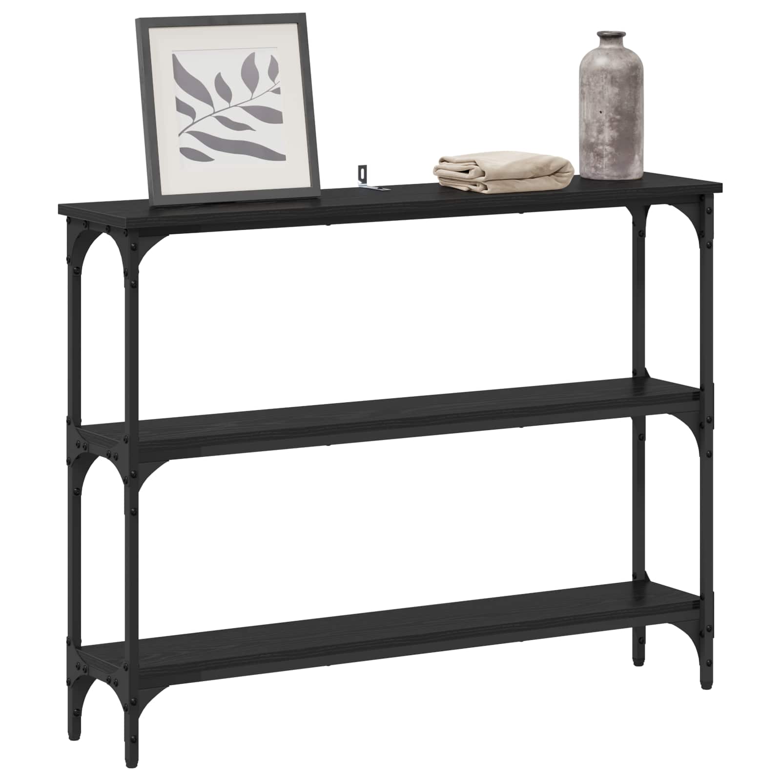 Tavolo consolle con lo scaffale Rovere nero 100 x 22,5 x 75 cm