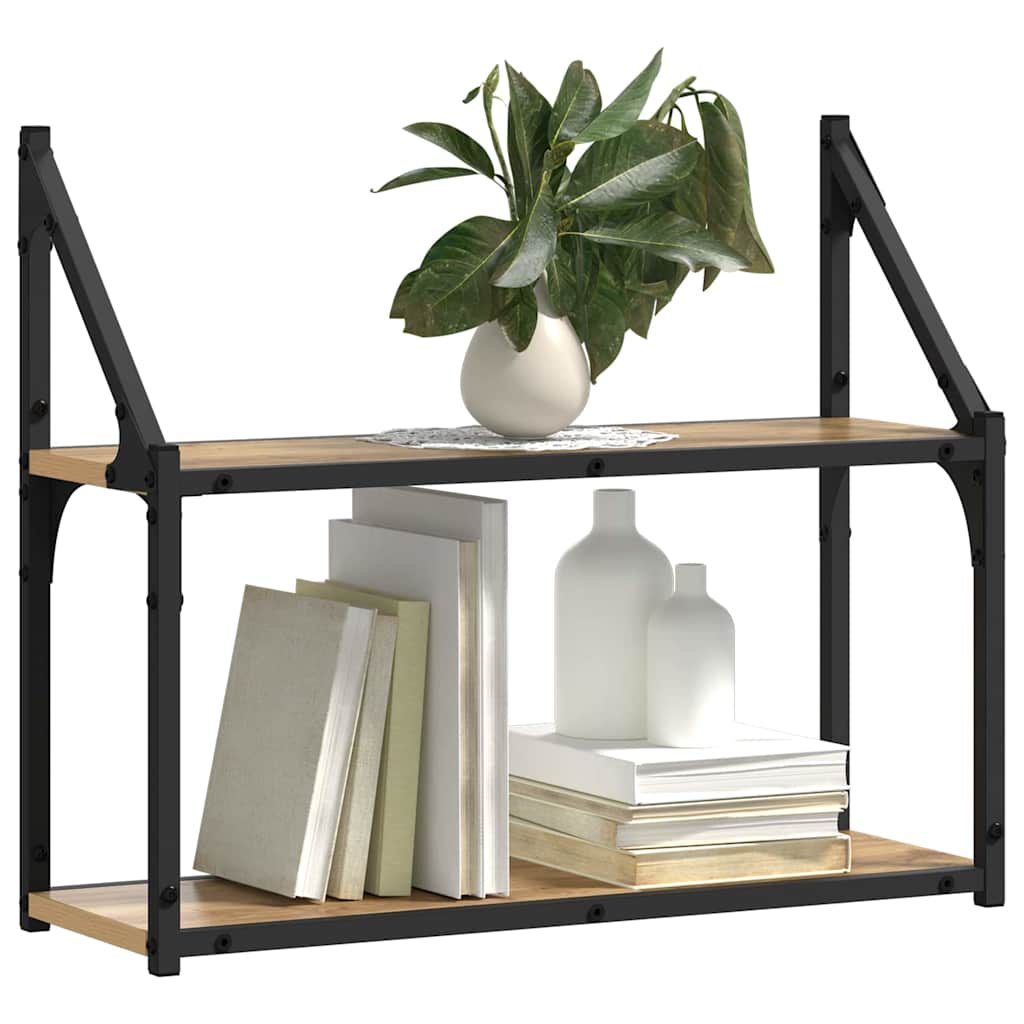 Scaffale da parete rovere artigianale 60 x 21 x 51 cm