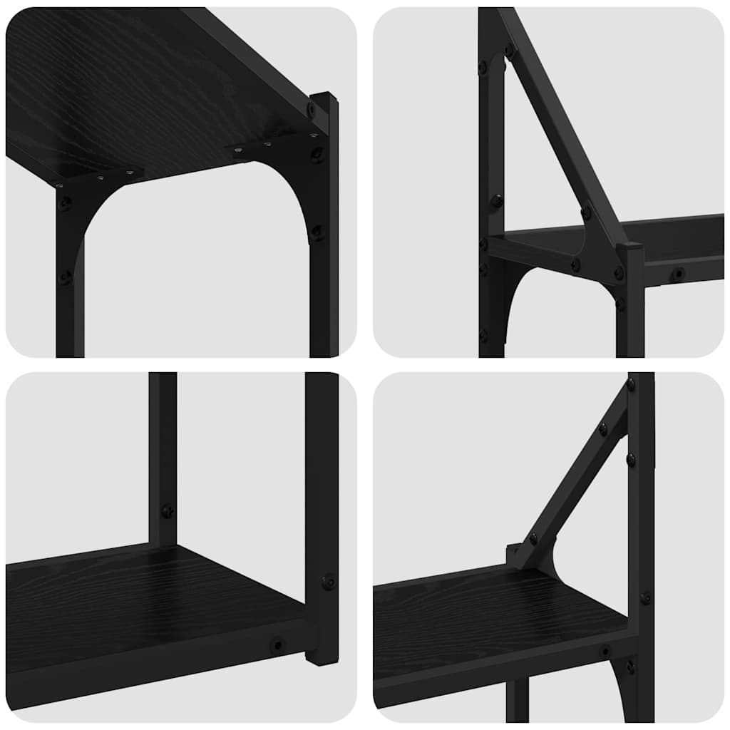 Scaffale da parete con lo scaffale Rovere nero 60 x 21 x 51 cm