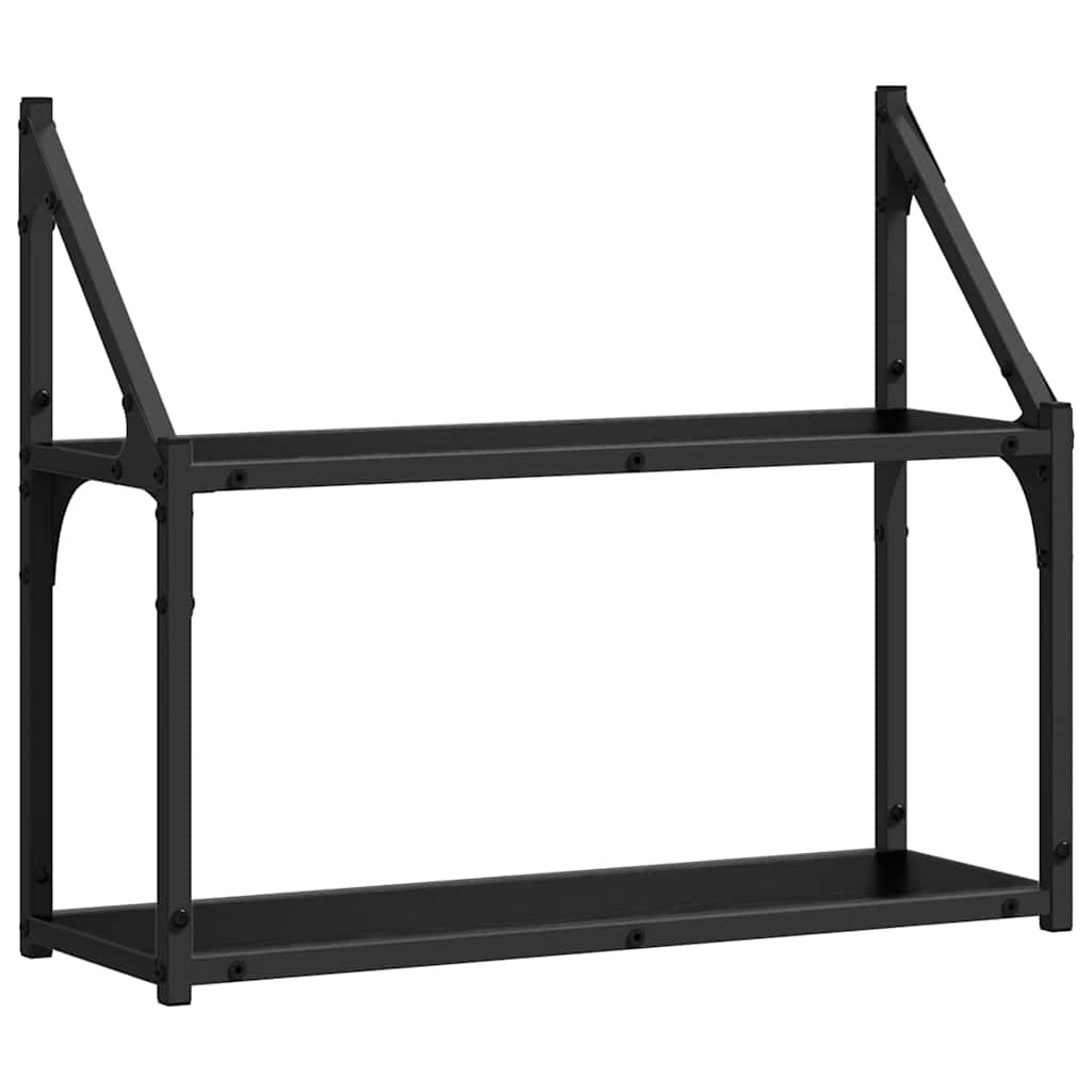 Scaffale da parete con lo scaffale Rovere nero 60 x 21 x 51 cm