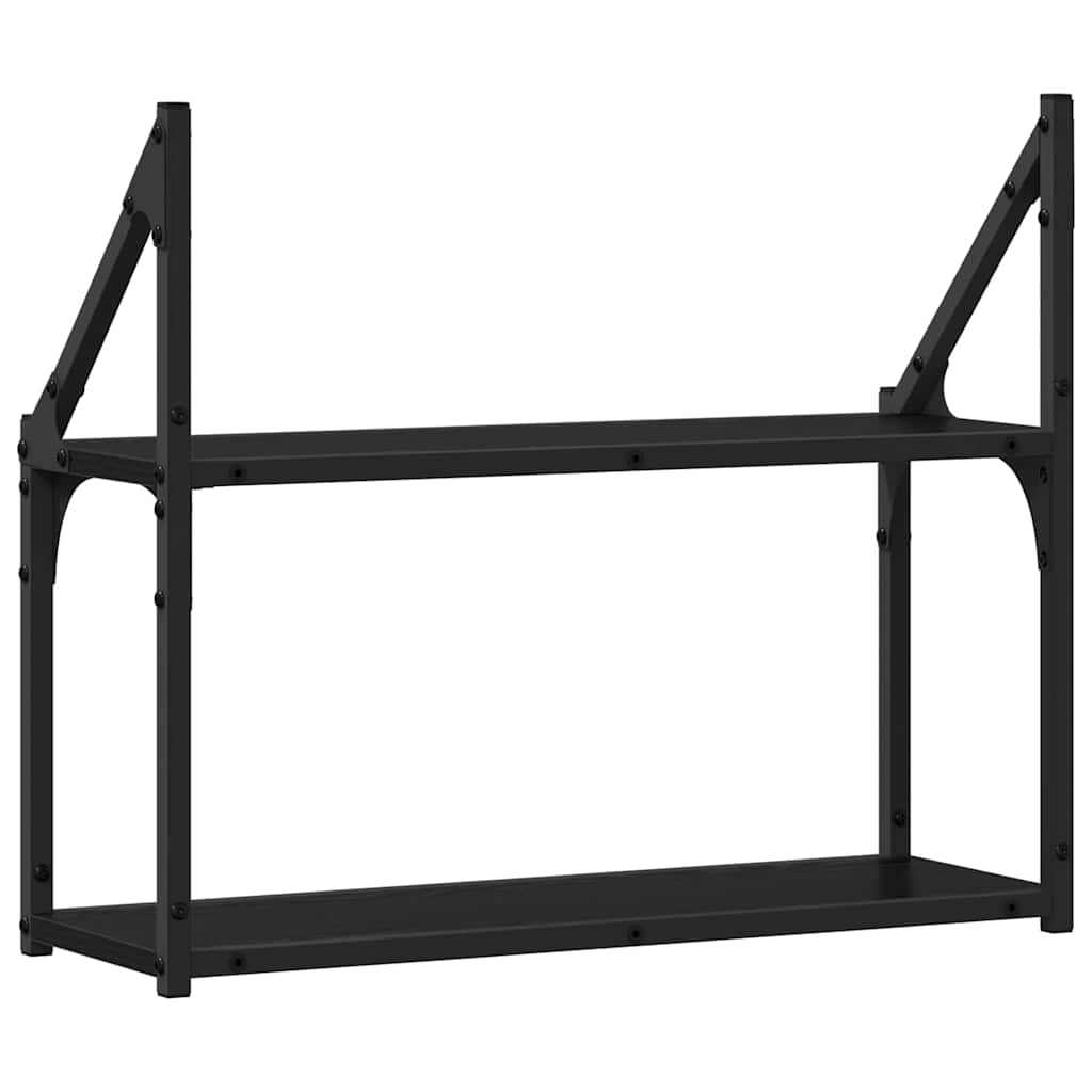 Scaffale da parete con lo scaffale Rovere nero 60 x 21 x 51 cm
