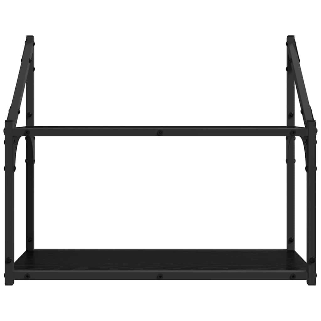Scaffale da parete con lo scaffale Rovere nero 60 x 21 x 51 cm