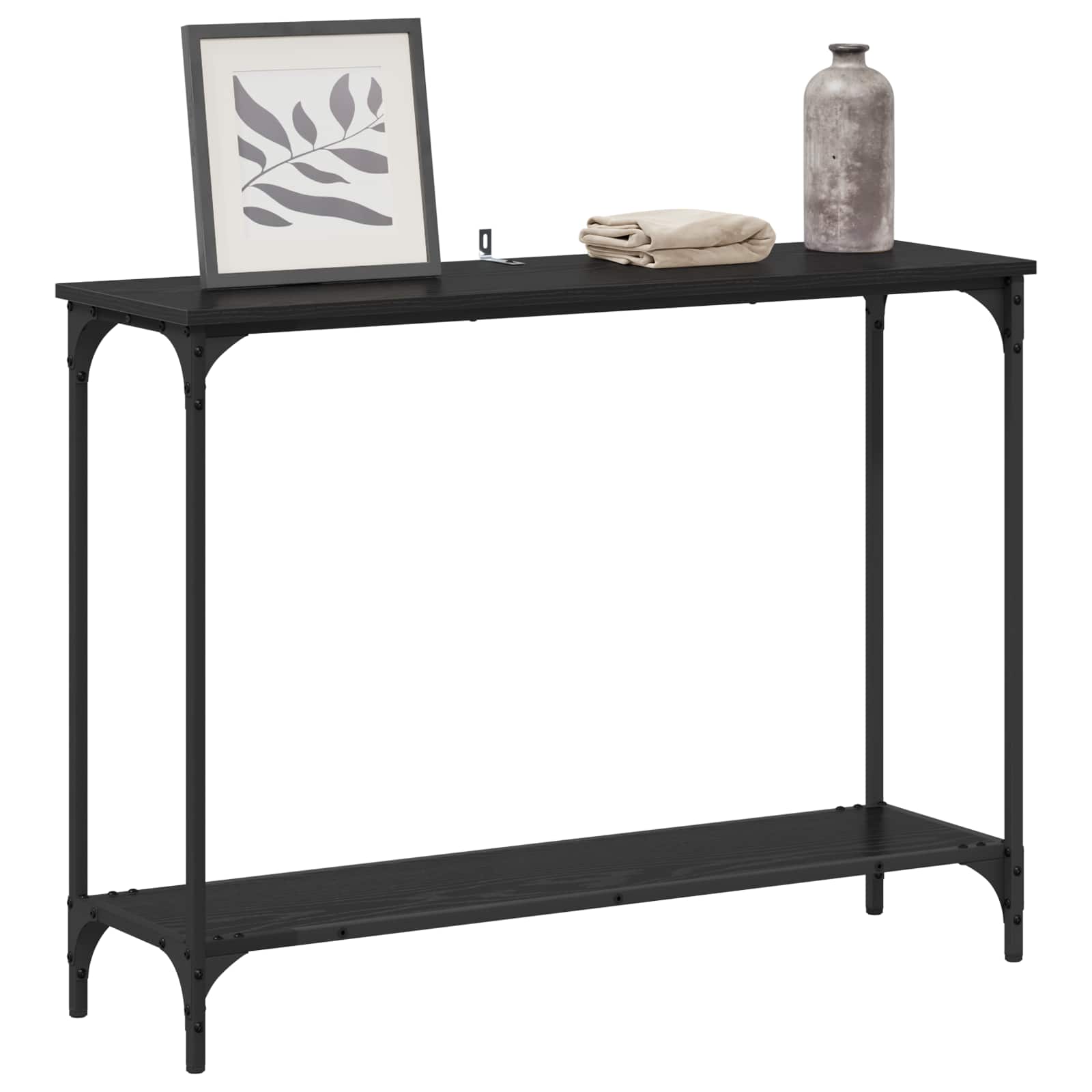 Tavolo consolle con lo scaffale Rovere nero 101 x 30.5 x 75 cm