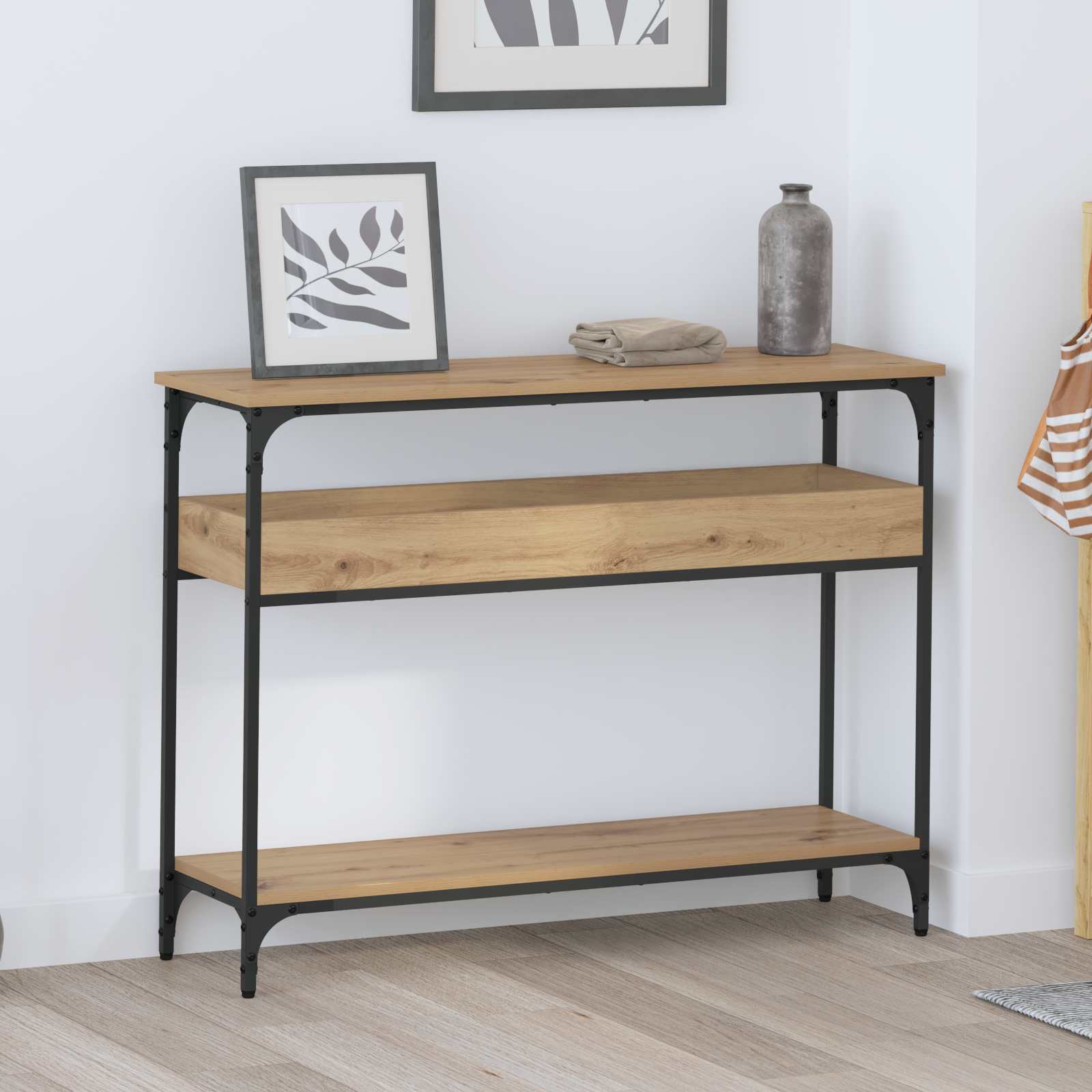 Tavolo consolle rovere artigianale 100 x 29 x 75 cm