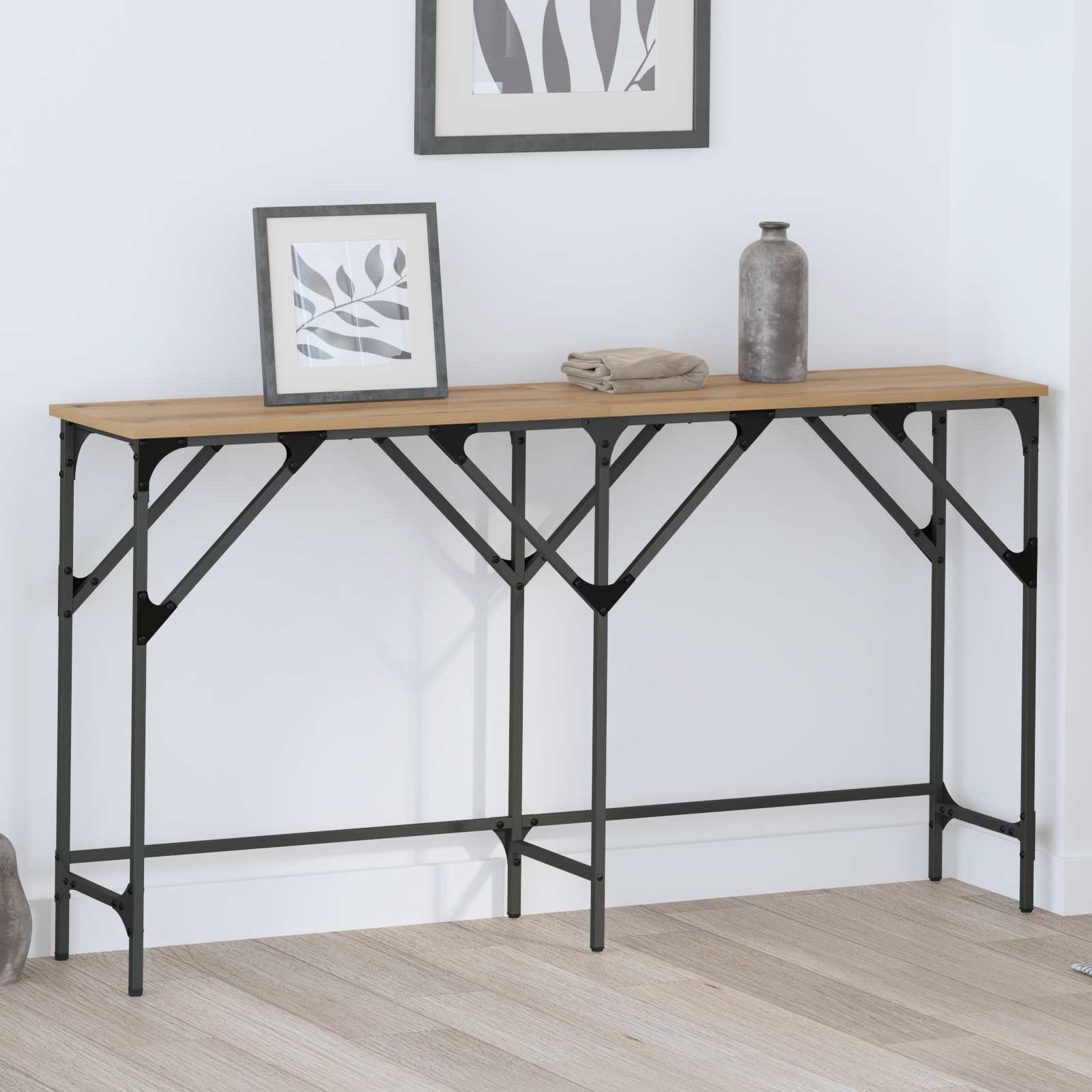 Tavolo consolle rovere artigianale 140 x 29 x 75 cm