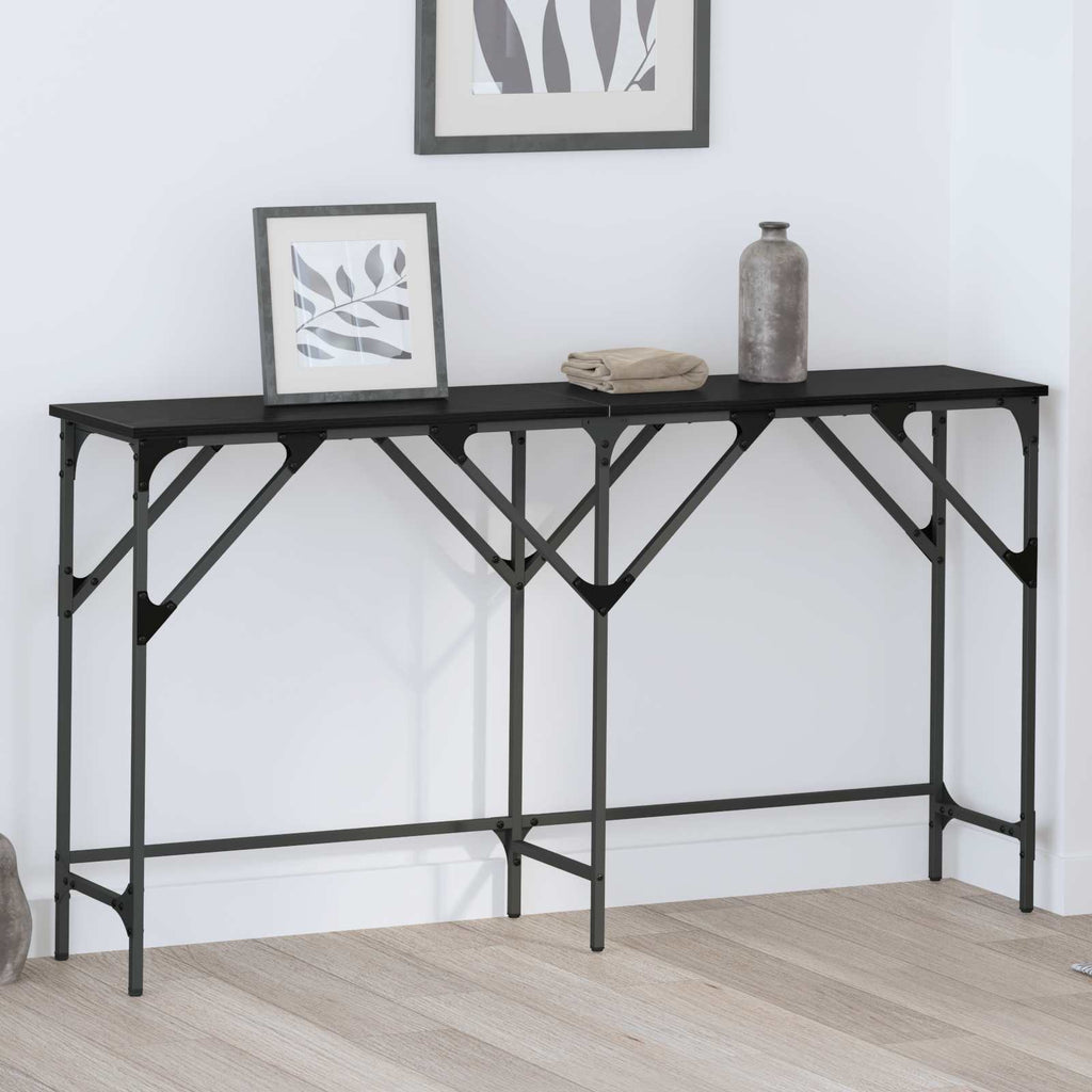 Tavolo consolle Rovere Nero 140 x 29 x 75 cm Legno multistrato