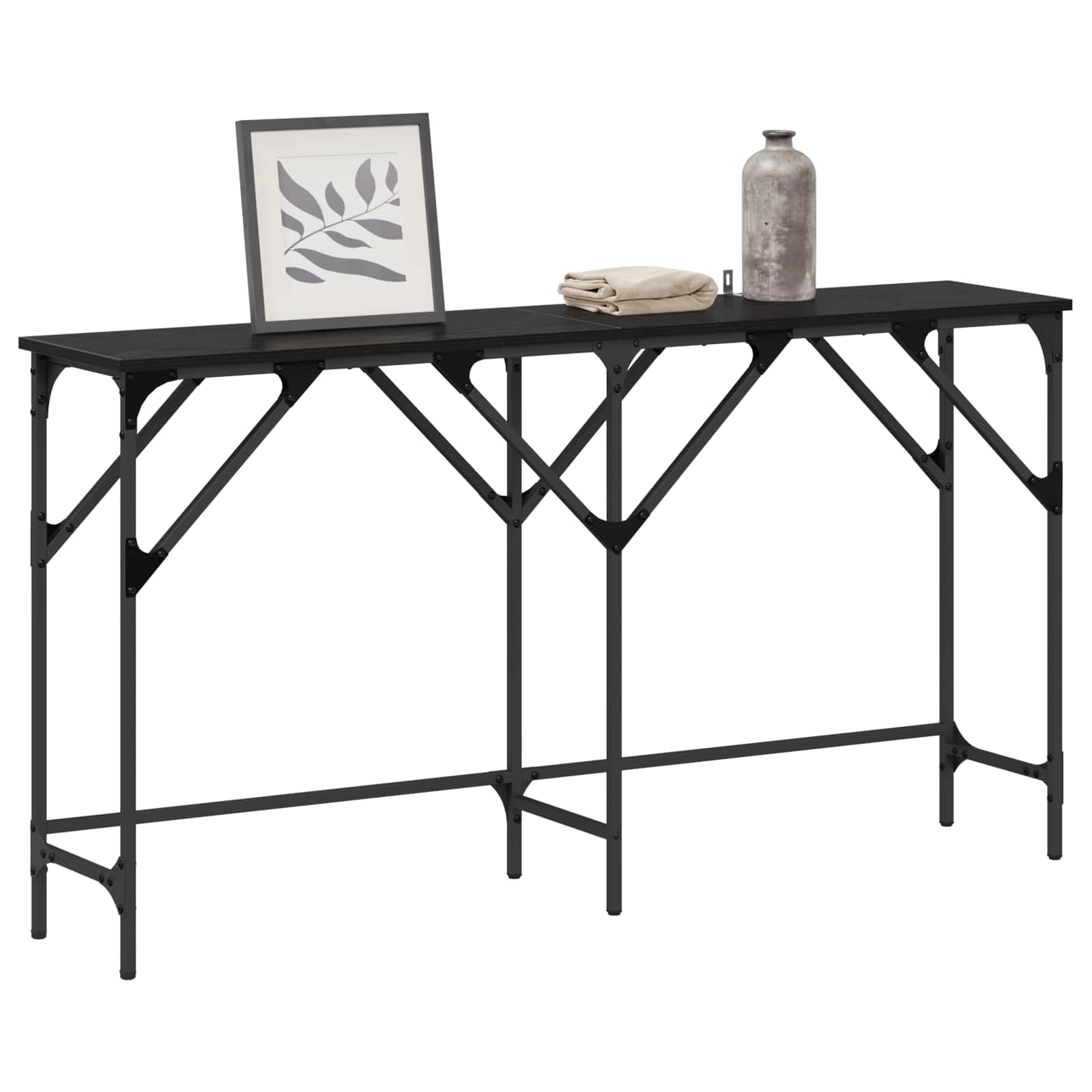 Tavolo consolle Rovere Nero 140 x 29 x 75 cm Legno multistrato