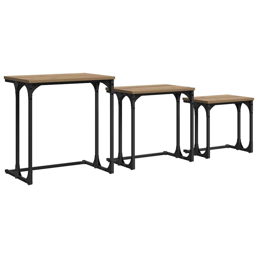 Tavolo da caffè nesting 3 pcs rovere artigianale