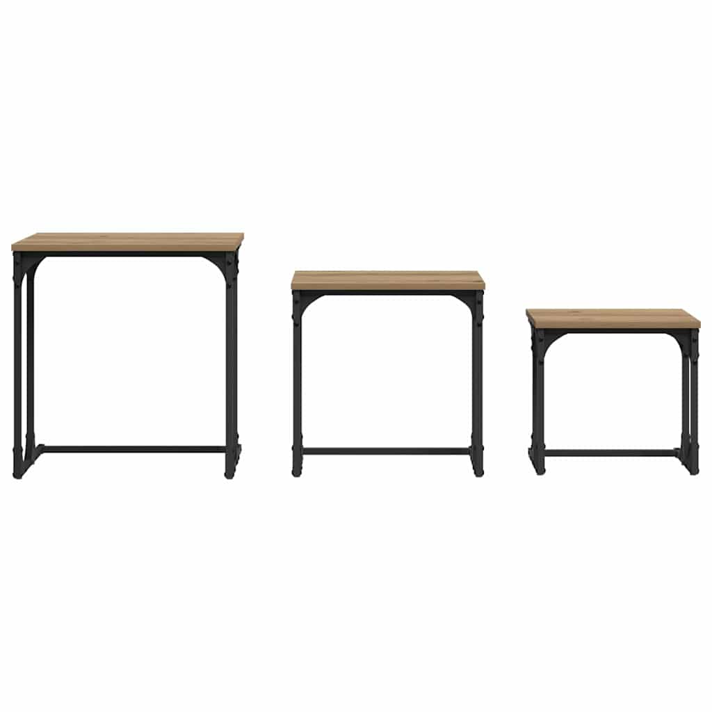 Tavolo da caffè nesting 3 pcs rovere artigianale