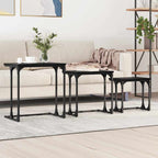 Tavolo da caffè nesting 3 pcs Rovere nero Legno multistrato