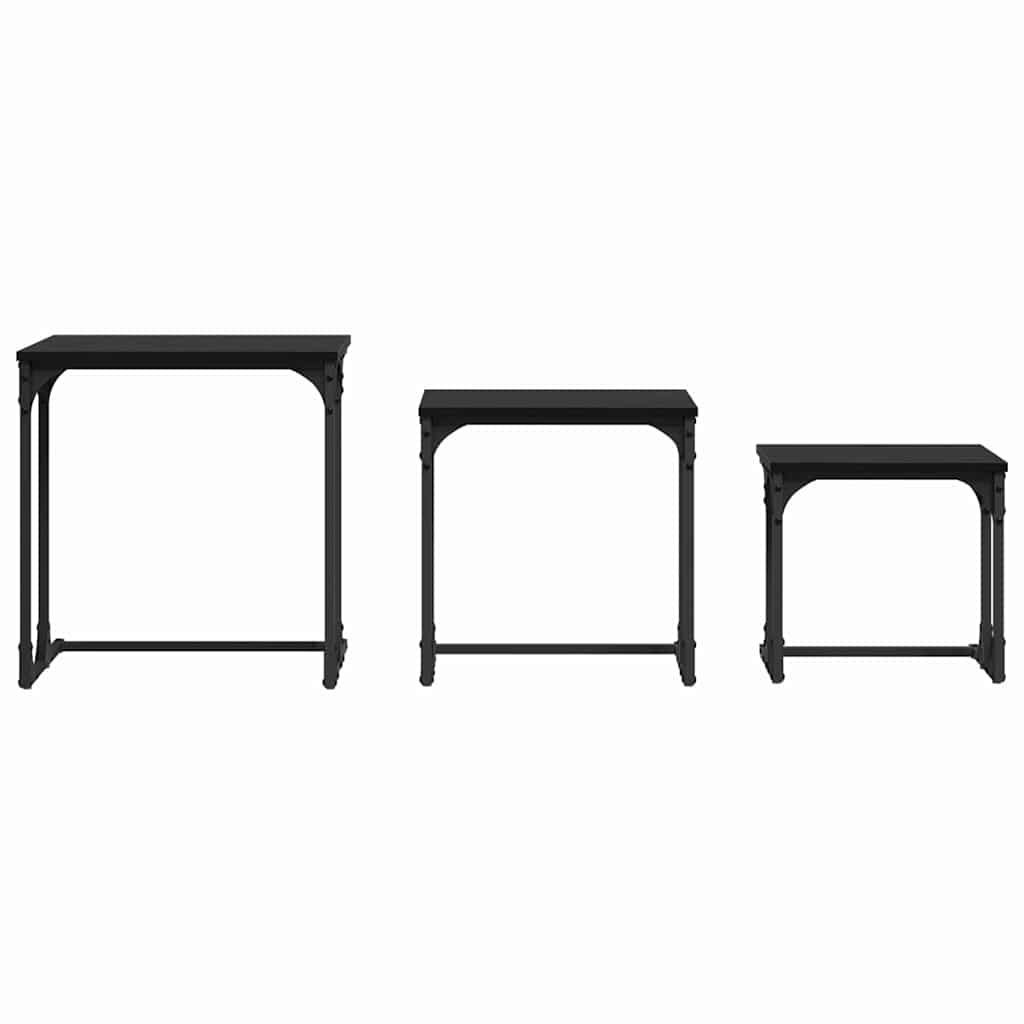 Tavolo da caffè nesting 3 pcs Rovere nero Legno multistrato