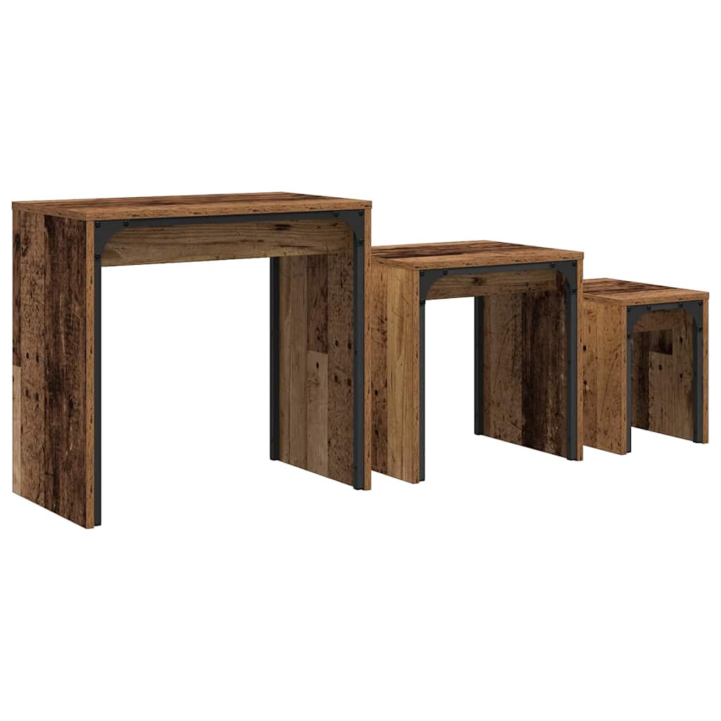 Tavolino da salotto 3 pcs Legno vecchio Legno multistrato