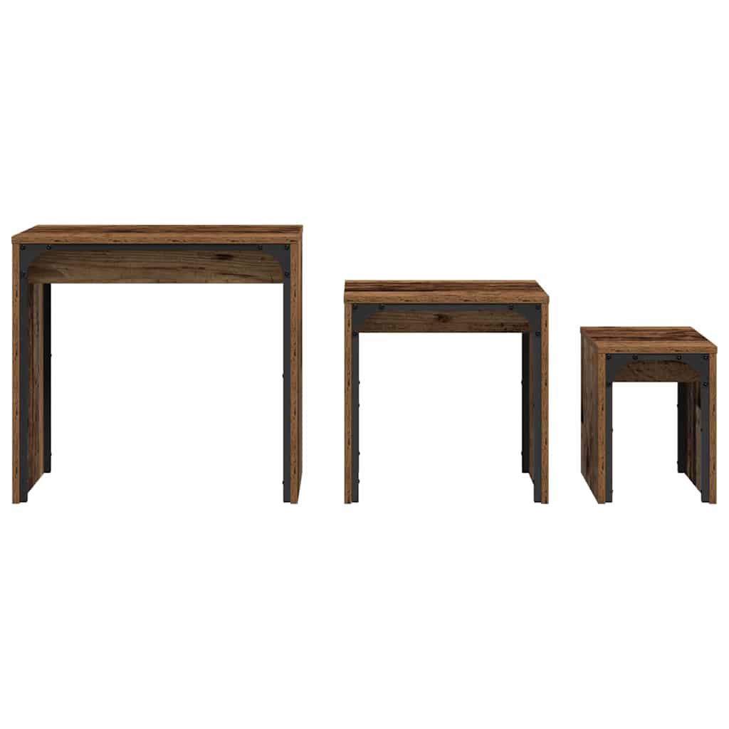 Tavolino da salotto 3 pcs Legno vecchio Legno multistrato