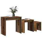 Tavolino da salotto 3 pcs Legno vecchio Legno multistrato
