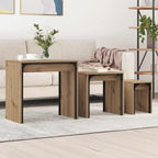 Tavolino da salotto 3 pcs Rovere artigianale Legno multistrato
