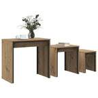 Tavolino da salotto 3 pcs Rovere artigianale Legno multistrato