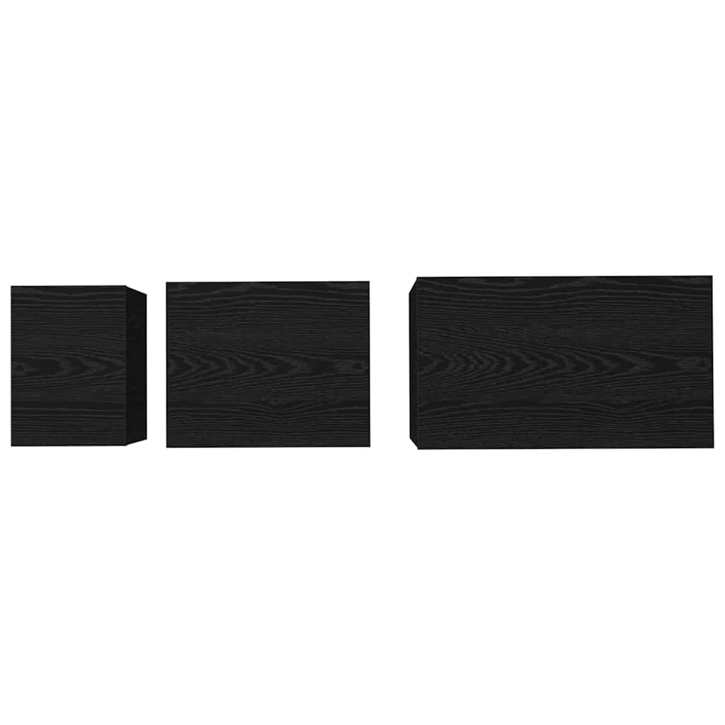 Tavolino da salotto 3 pcs Rovere Nero Legno multistrato
