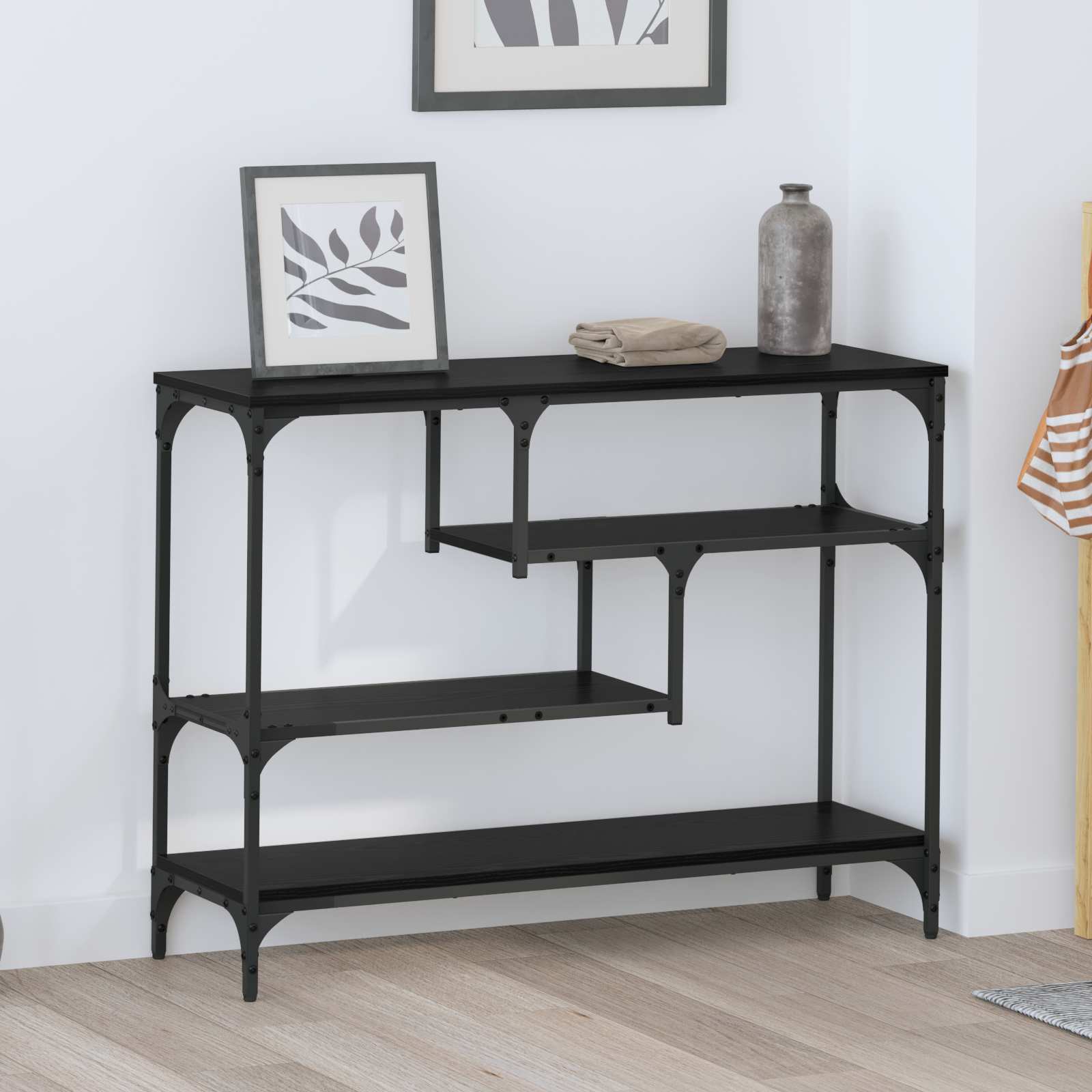 Tavolo consolle Rovere Nero 100 x 30 x 75 cm Legno multistrato