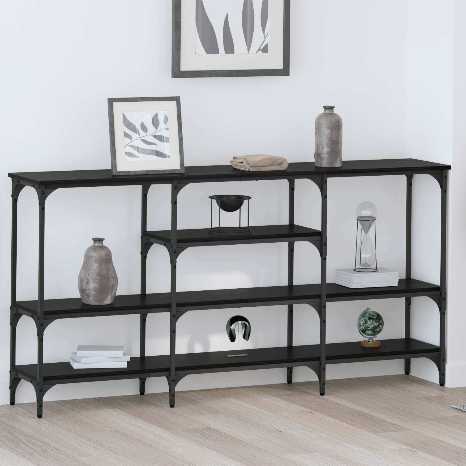 Tavolo consolle Rovere nero 160 x 29 x 80 cm Legno multistrato