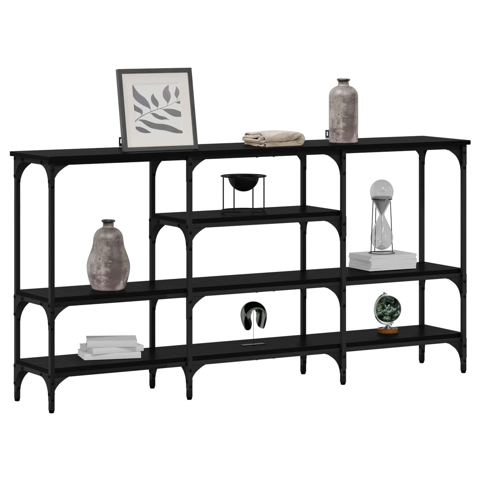 Tavolo consolle Rovere nero 160 x 29 x 80 cm Legno multistrato