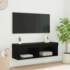 Mobile TV da parete con LED Rovere Nero 100 x 30 x 30 cm
