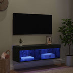 Mobile TV da parete con LED Rovere Nero 100 x 30 x 30 cm