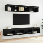 Mobile TV da parete con LED Rovere Nero 100 x 30 x 30 cm