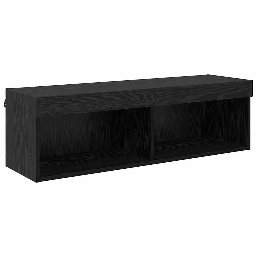 Mobile TV da parete con LED Rovere Nero 100 x 30 x 30 cm