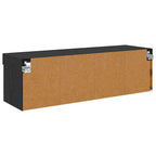 Mobile TV da parete con LED Rovere Nero 100 x 30 x 30 cm